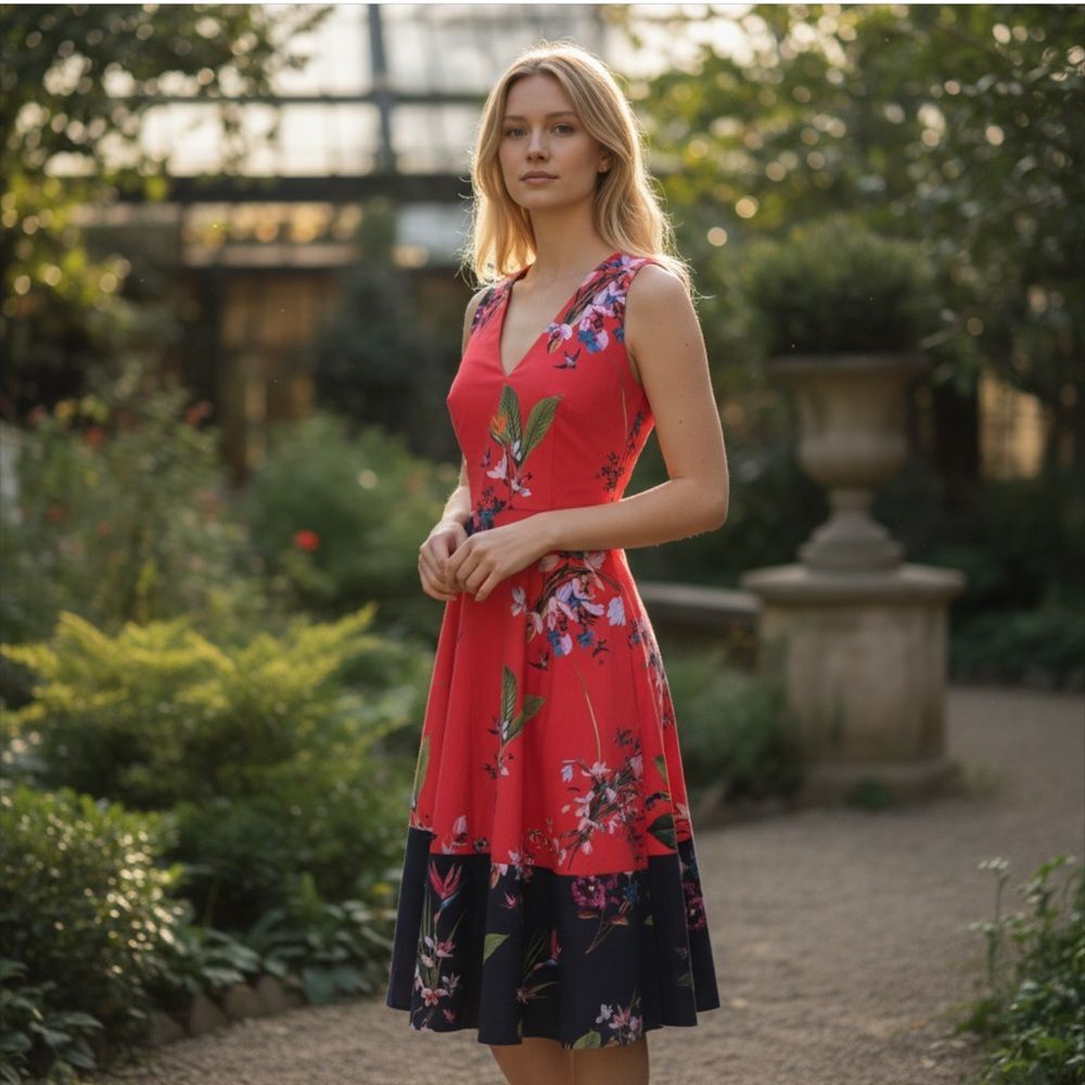 Ted Baker Esselle Tropical Oasis Floral Midi Dress sz XS